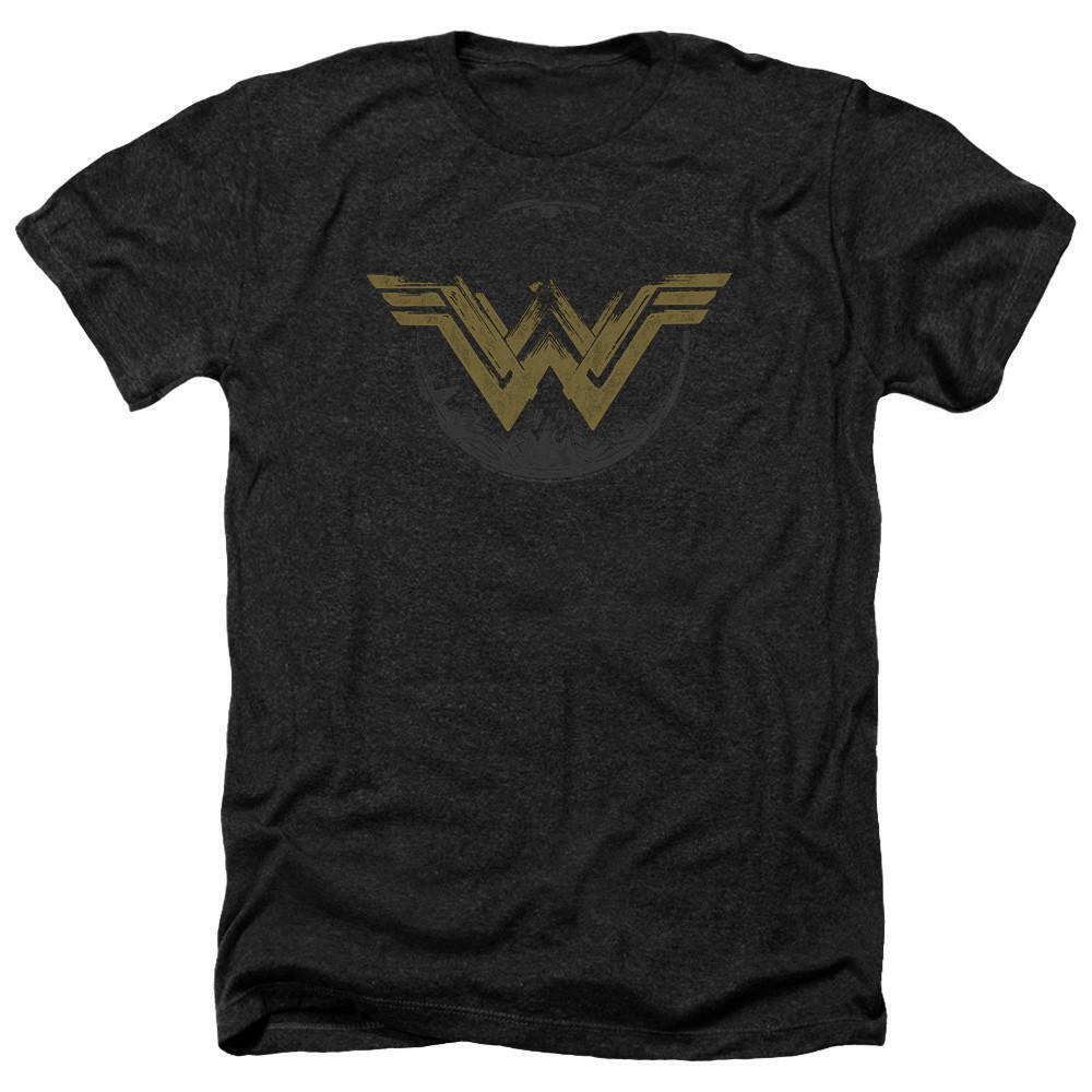 Wonder Woman Movie Distressed Logo Adult Heather Black T Shirt